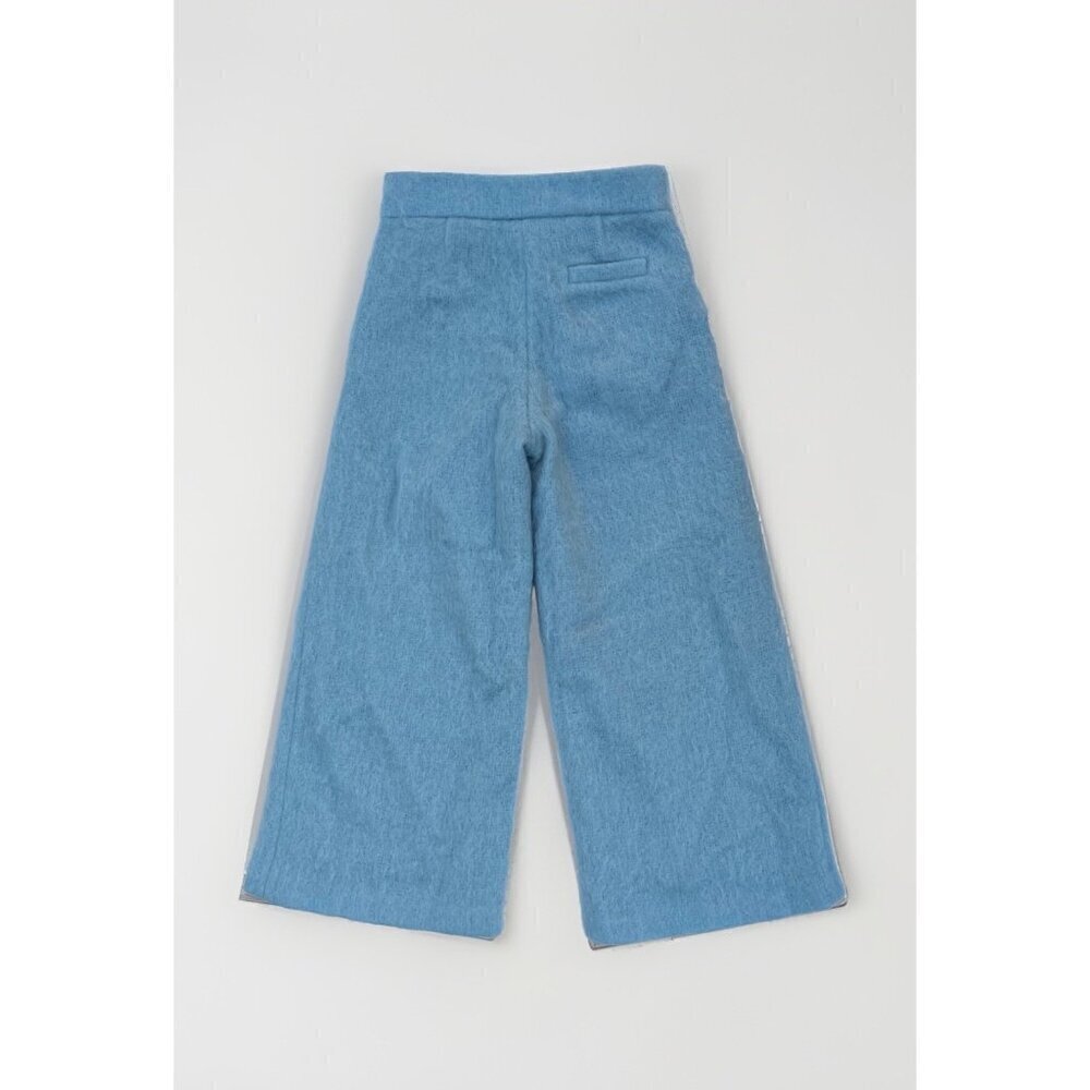 American Retro Renaud Mohair Wide Leg Pants Size 34 Baby Blue Nasty Gal Cropped - Picture 11 of 14